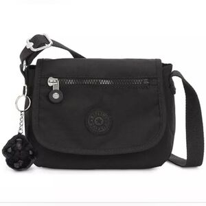 Kipling Sabian Mini Bag Classic Black Crossbody Keychain Monkey Charm Zip NEW